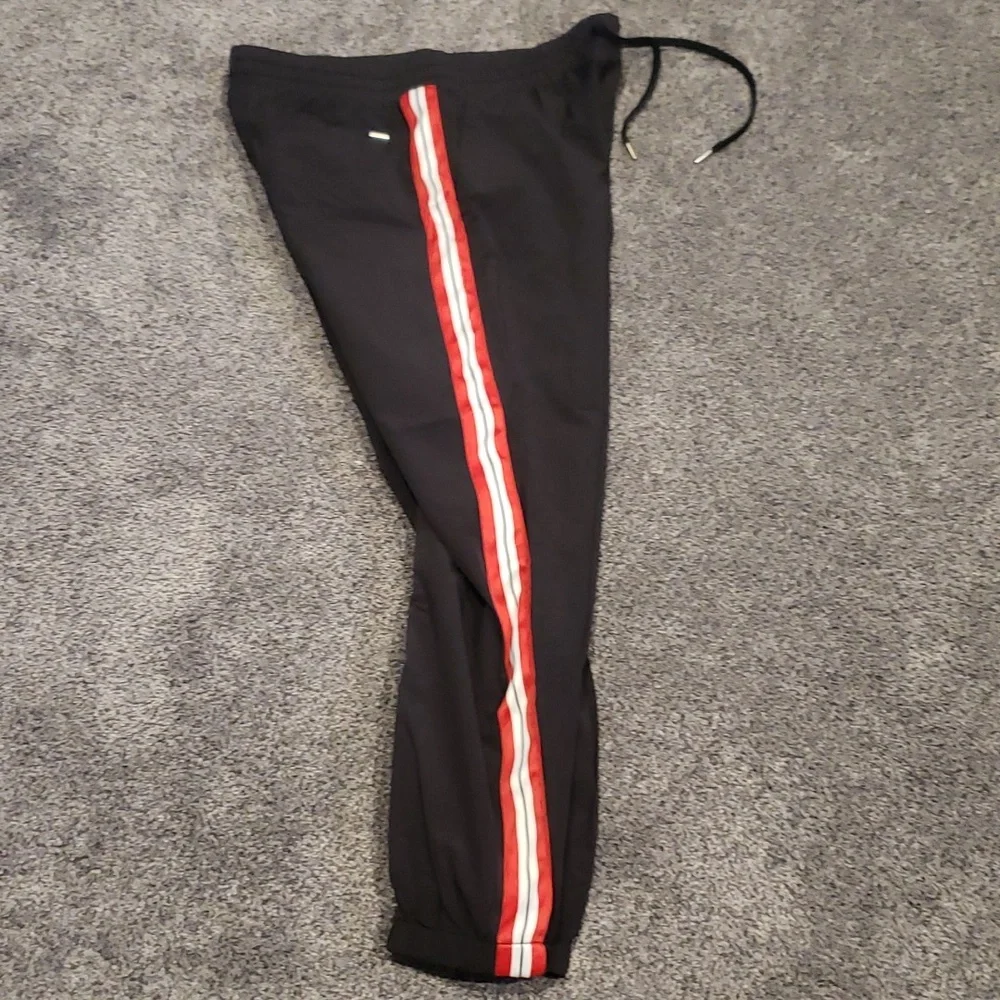 Men's Black Athletic Jogger Pants with Red Trim
